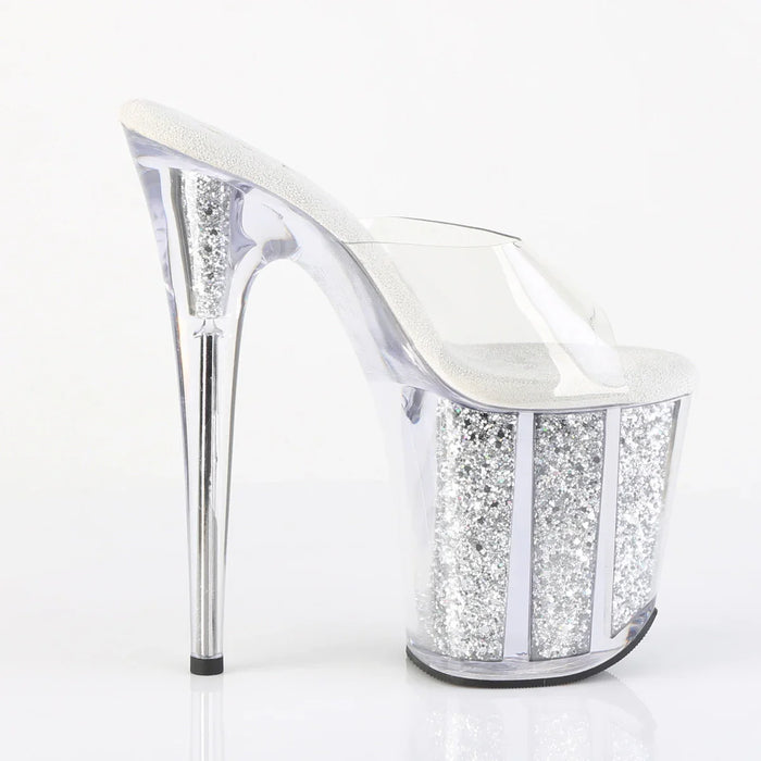 Tacones Pleaser FLAMINGO-801G Transparente Plata Purpurina