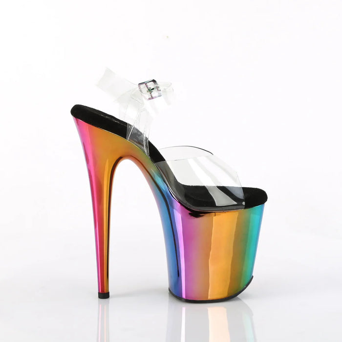 Tacones Pleaser FLAMINGO-808RC Transparente Rainbow Cromo