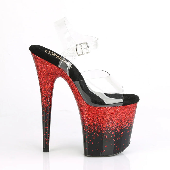 Tacones Pleaser FLAMINGO-808SS Transparente Negro Rojo