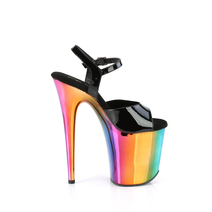 Tacones Pleaser FLAMINGO-809RC Negro Charol Rainbow