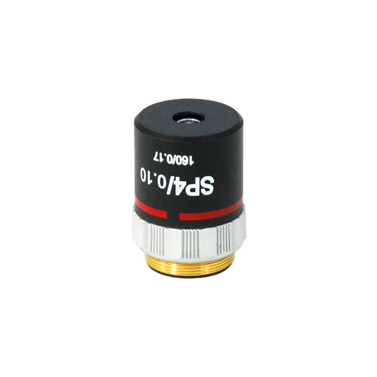 4X Semi-Plan Achromatic Microscope Objective Lens Working Distance 17.912mm, SKU BM13033221, three quarter front view