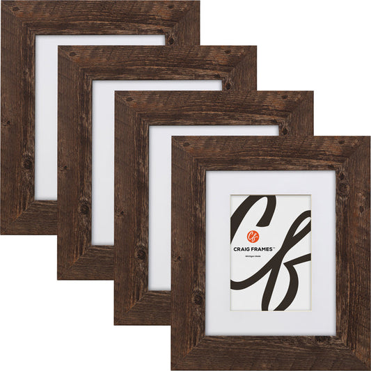 American Barn 2", Matted Brown Oak Picture Frame - 4 Piece Set