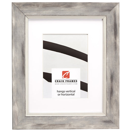 Aristocrat 1.625", Matted Distressed White and Silver Picture Frame