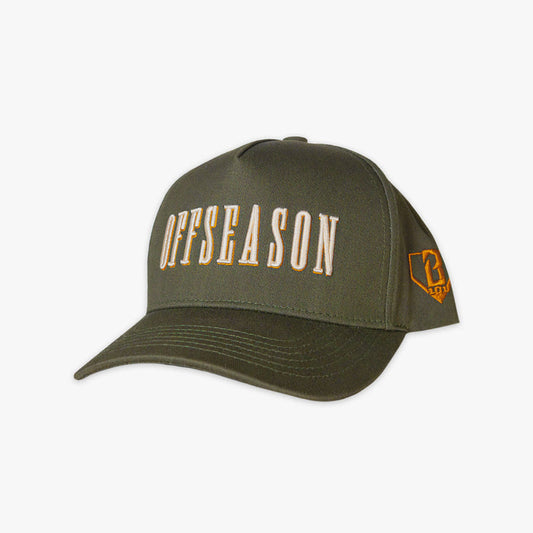 Green cap with 'OFFSEASON' text on a white background
