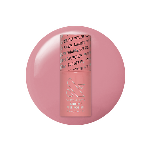Blush Jelly - Builder Gel polish bottle on a smooth rosey pink gel polish background for manicure use