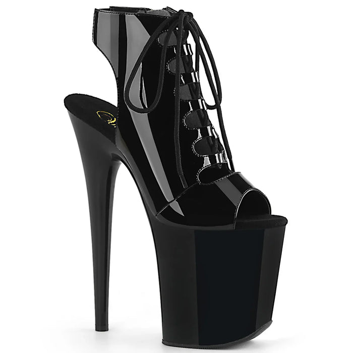 Botas Pole Dance PLEASER FLAMINGO 800-20 NEGRO CHAROL 24/48 HRS
