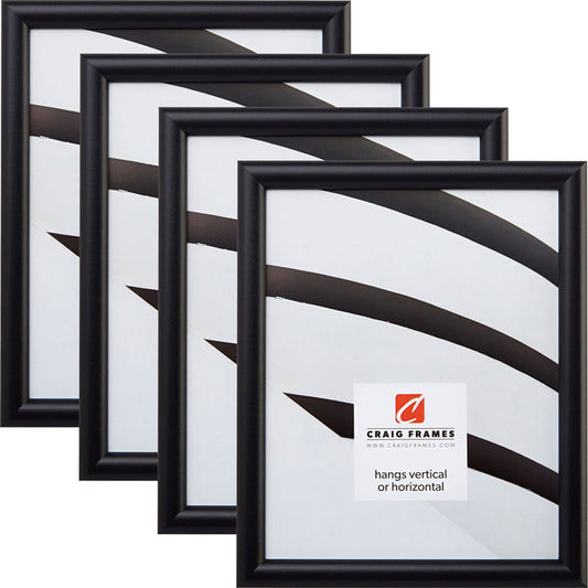 Bullnose .75", Gallery Black Picture Frames - 4 Piece Set