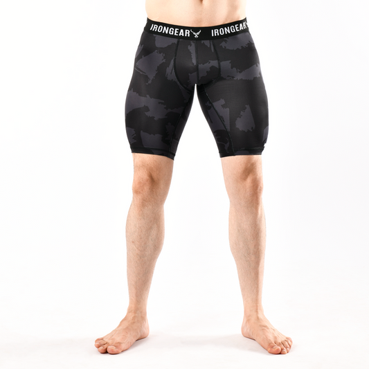 Camo Long Compression Shorts - IRONGEAR Fitness