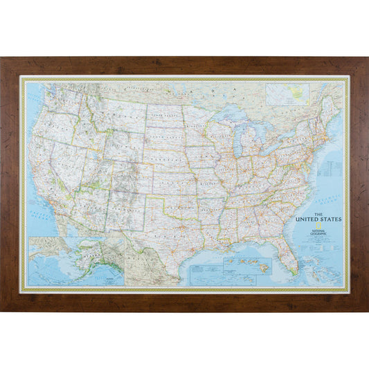 Classic United States Push Pin Map – Bauhaus 200 Rustic Walnut