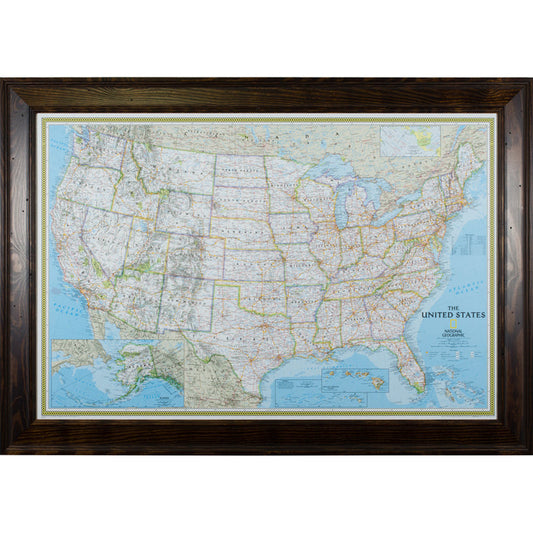 Classic United States Push Pin Map – Burbank Walnut