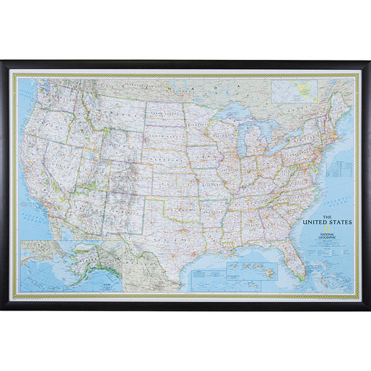 Classic United States Push Pin Map – Contemporary Walnut