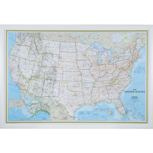Classic United States Push Pin Map – Contemporary White