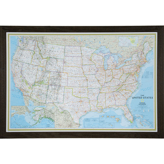 Classic United States Push Pin Map – Driftwood Black