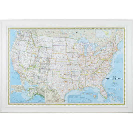 Classic United States Push Pin Map – Revival White