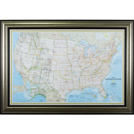 Classic United States Push Pin Map – Sonora Canyon Silver
