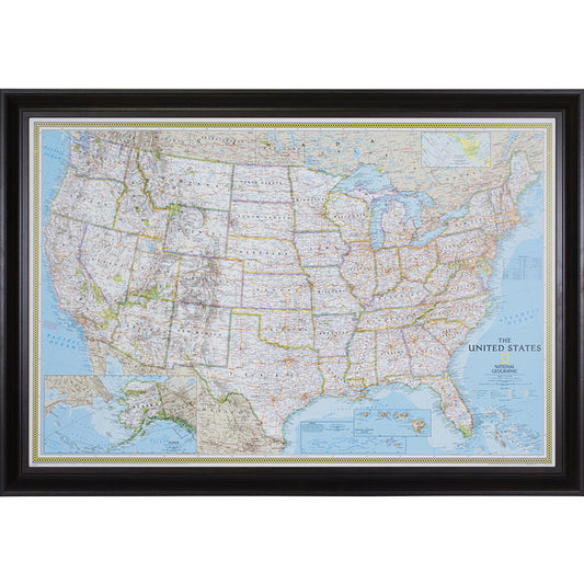 Classic United States Push Pin Map – Upscale Walnut