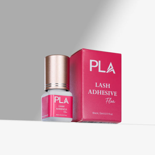 PLA lash adhesive bottle and box on a gray background