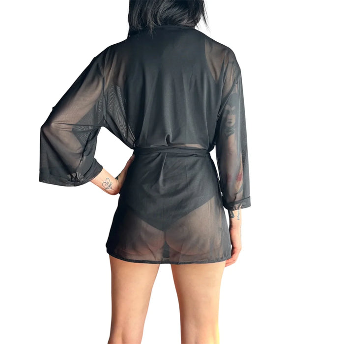 Kimono Corto Transparente Negro
