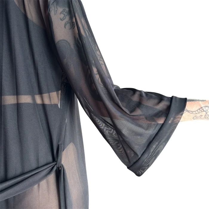 Kimono Corto Transparente Negro