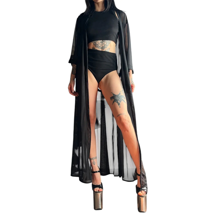 Kimono Largo Transparente Negro