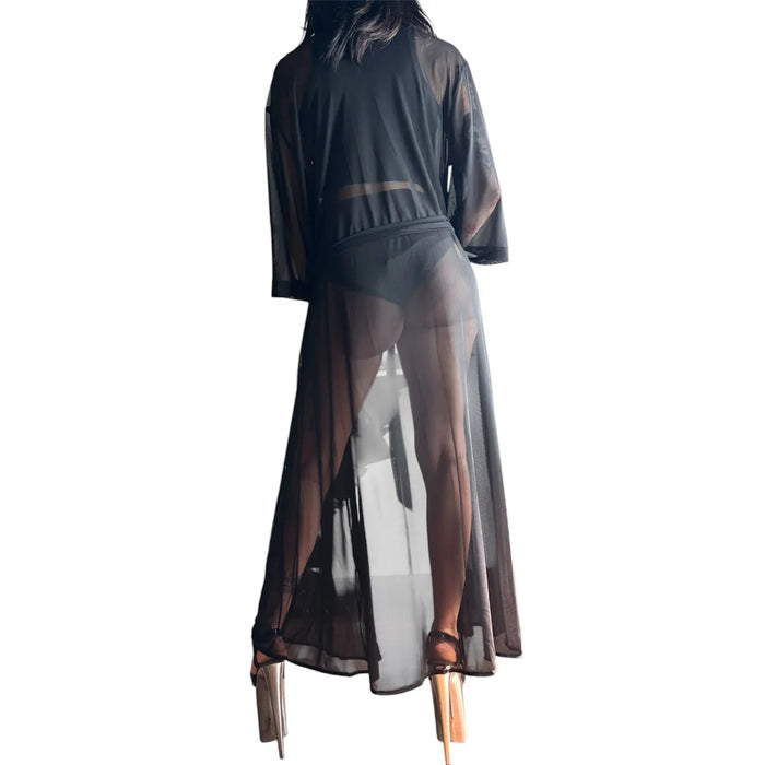 Kimono Largo Transparente Negro
