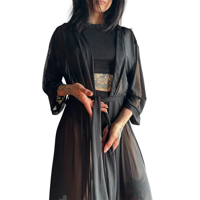 Kimono Largo Transparente Negro