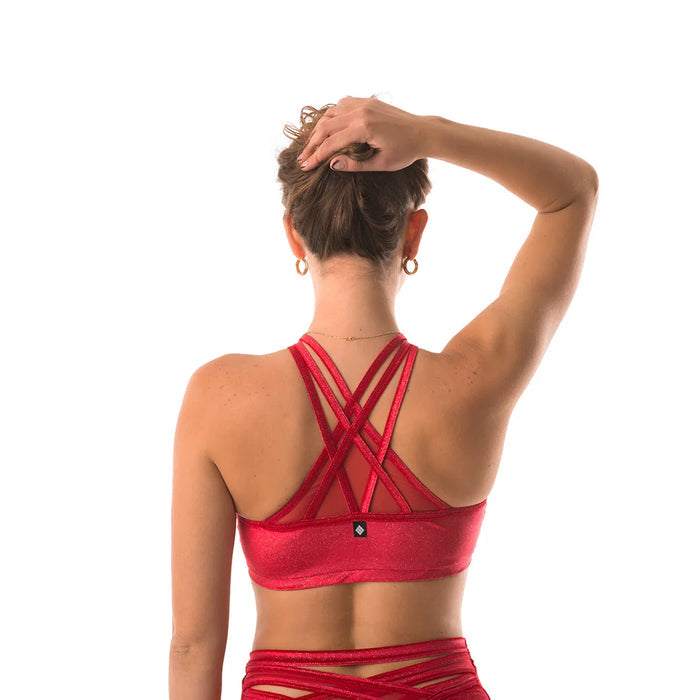Poledancerka X Front Top Shiny Velvet ROJO