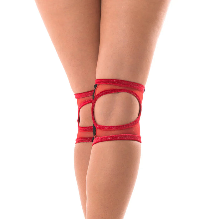 Rodilleras Poledancerka© VELVET ROJO BRILLANTE con bolsillo