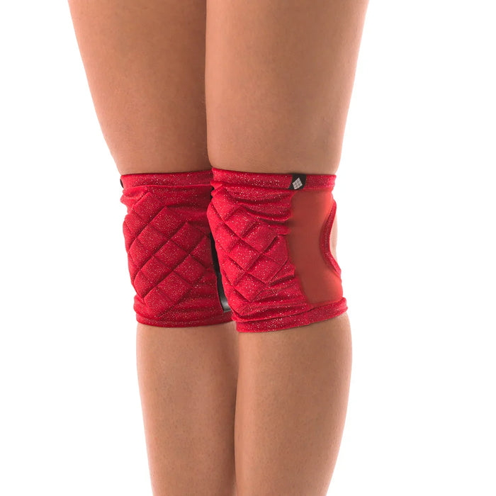 Rodilleras Poledancerka© VELVET ROJO BRILLANTE con bolsillo