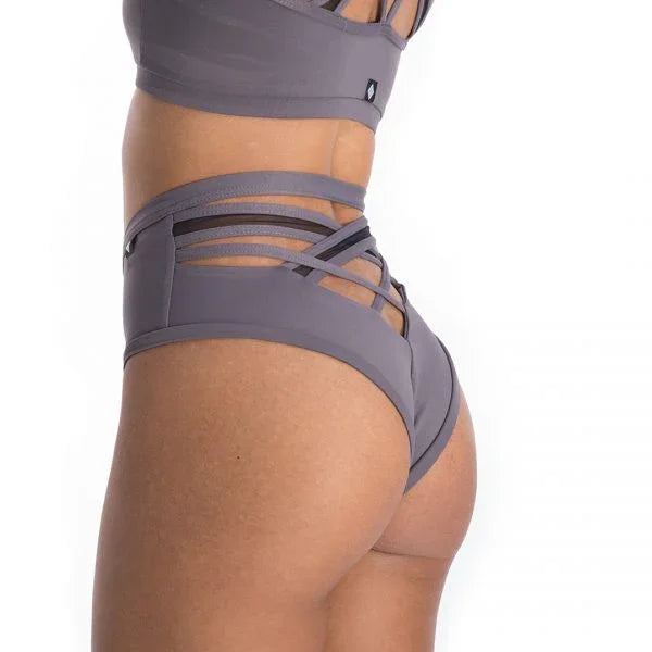 Short Poledancerka X High Leg Bottom Grey GRIS - VIVE POLE