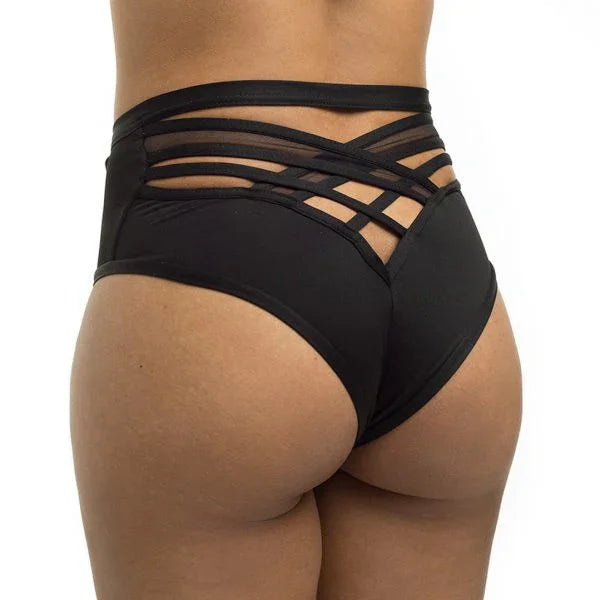 Shorts Poledancerka X High Leg Bottom Black NEGRA - VIVE POLE