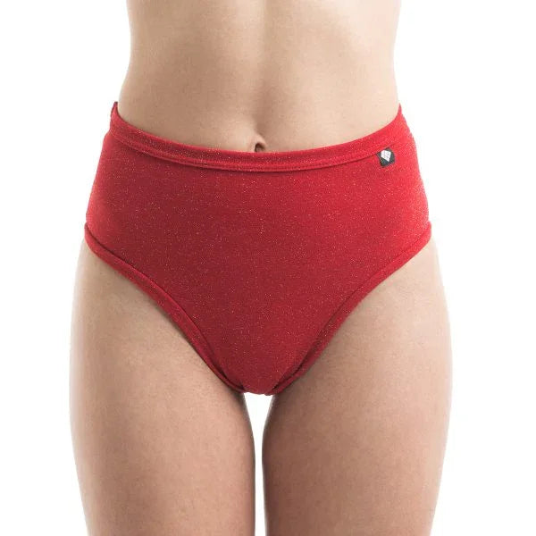Shorts Poledancerka X High Leg Bottom Lurex Red ROJO - VIVE POLE