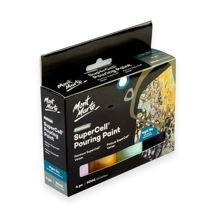 SuperCell Pouring Paint Set Premium 4pc x 60ml (2 US fl.oz) - Night Sky
