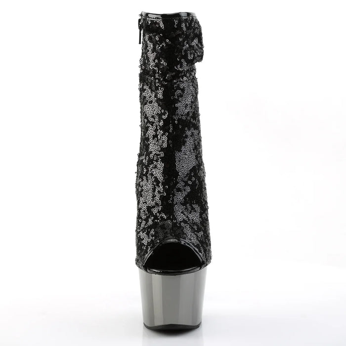 Tacones Pleaser ADORE-1008SQ Negro Sequins Dark