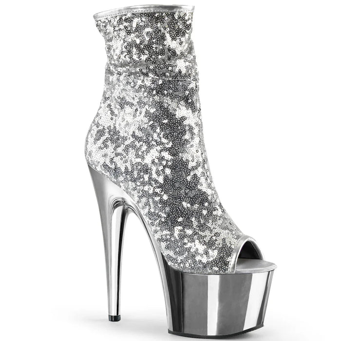 Tacones Pleaser ADORE-1008SQ Plata Sequins Cromo