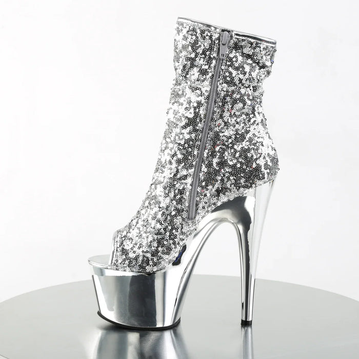Tacones Pleaser ADORE-1008SQ Plata Sequins Cromo