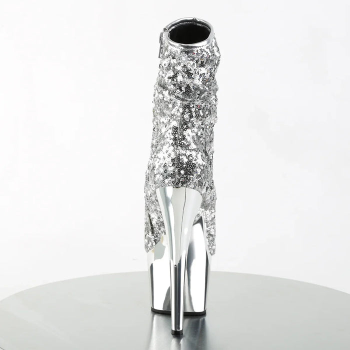 Tacones Pleaser ADORE-1008SQ Plata Sequins Cromo
