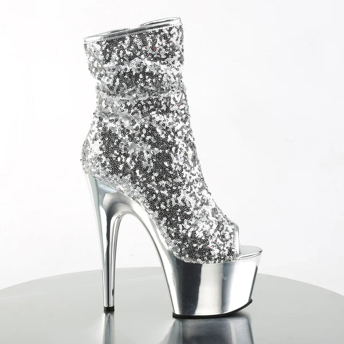 Tacones Pleaser ADORE-1008SQ Plata Sequins Cromo