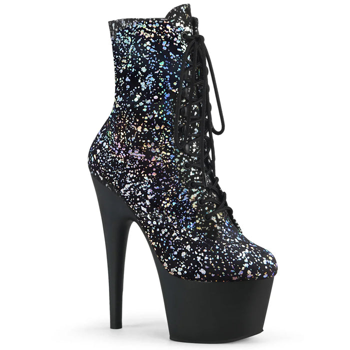Tacones Pleaser ADORE-1020SPLAT Negro Velvet Plata