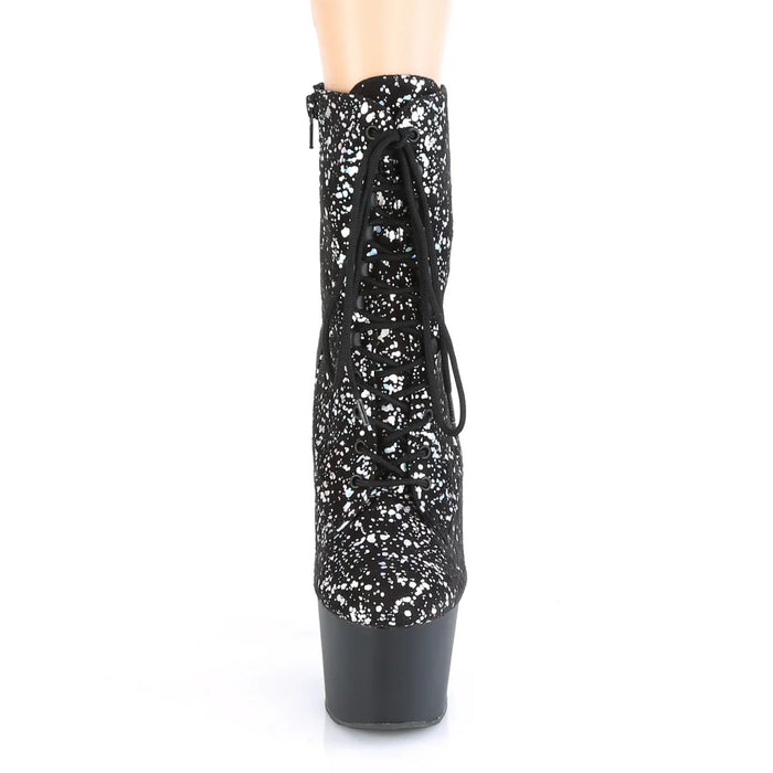 Tacones Pleaser ADORE-1020SPLAT Negro Velvet Plata