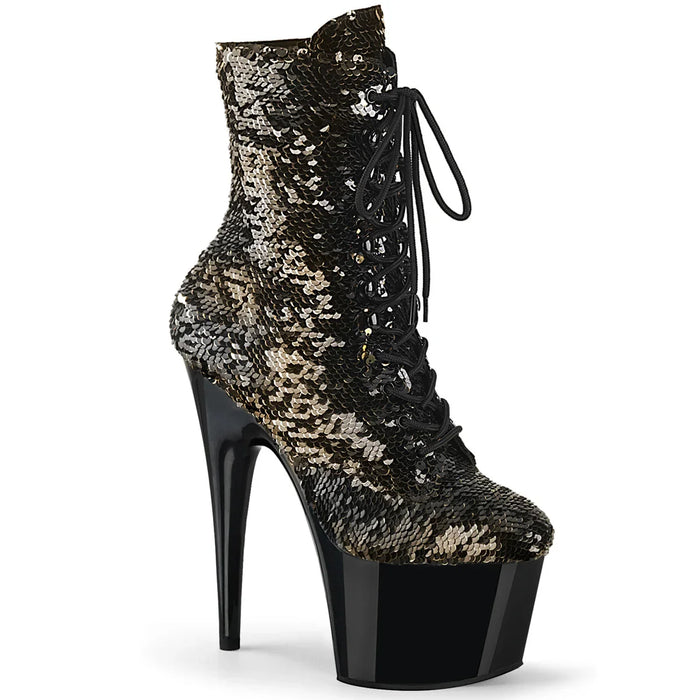 Tacones Pleaser ADORE-1020SQ Negro Dorado Flip