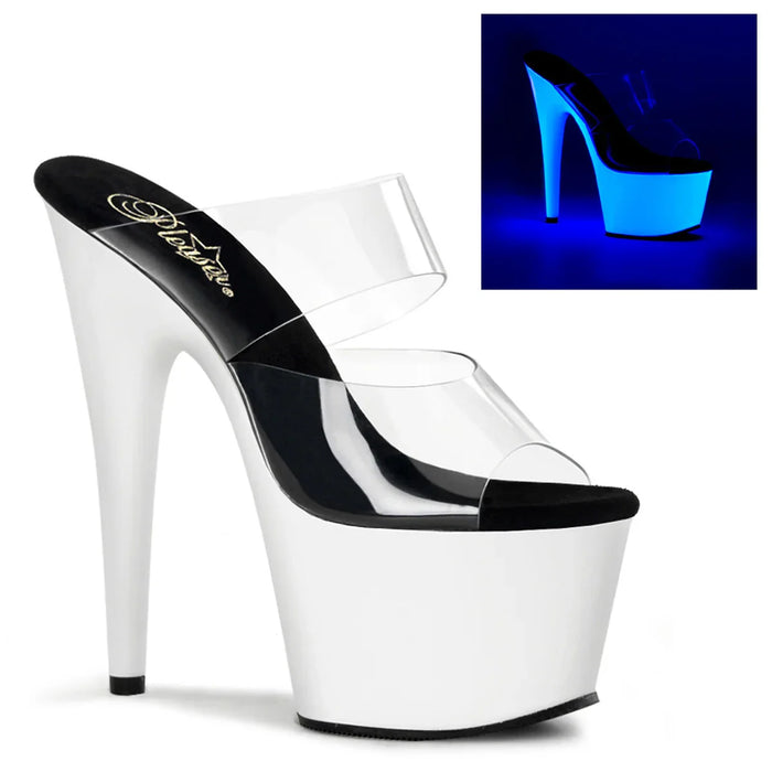 Tacones Pleaser ADORE-702UV Transparente Neon Blanco