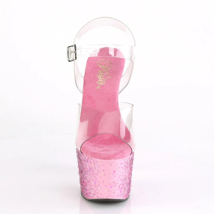 Tacones Pleaser ADORE-708CF Transparente Rosa Confetti