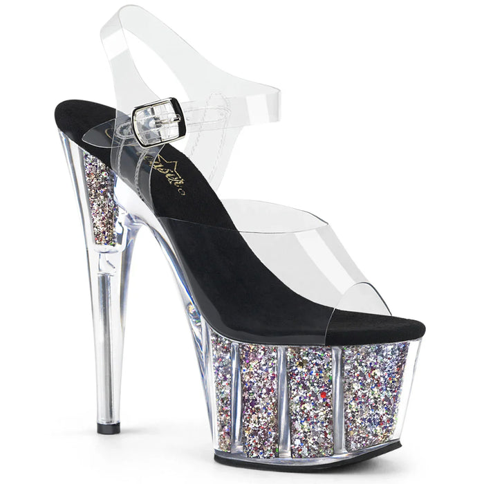 Tacones Pleaser ADORE-708CG Transparente Plata Confetti