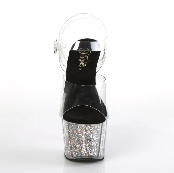 Tacones Pleaser ADORE-708CG Transparente Plata Confetti
