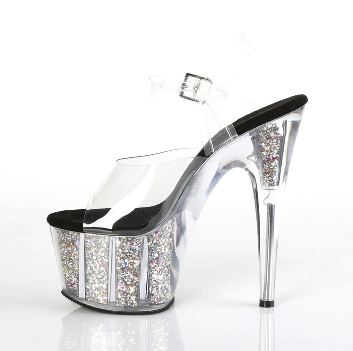 Tacones Pleaser ADORE-708CG Transparente Plata Confetti