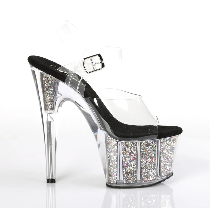 Tacones Pleaser ADORE-708CG Transparente Plata Confetti