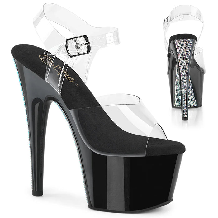 Tacones Pleaser ADORE-708CRS-2 Transparente Negro Plata