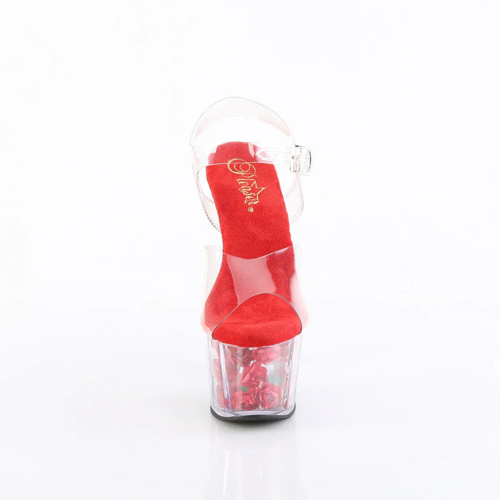Tacones Pleaser ADORE-708FL Transparente Rojo Flowers