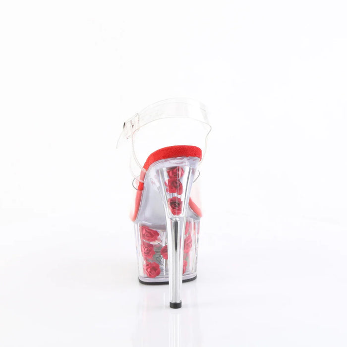 Tacones Pleaser ADORE-708FL Transparente Rojo Flowers